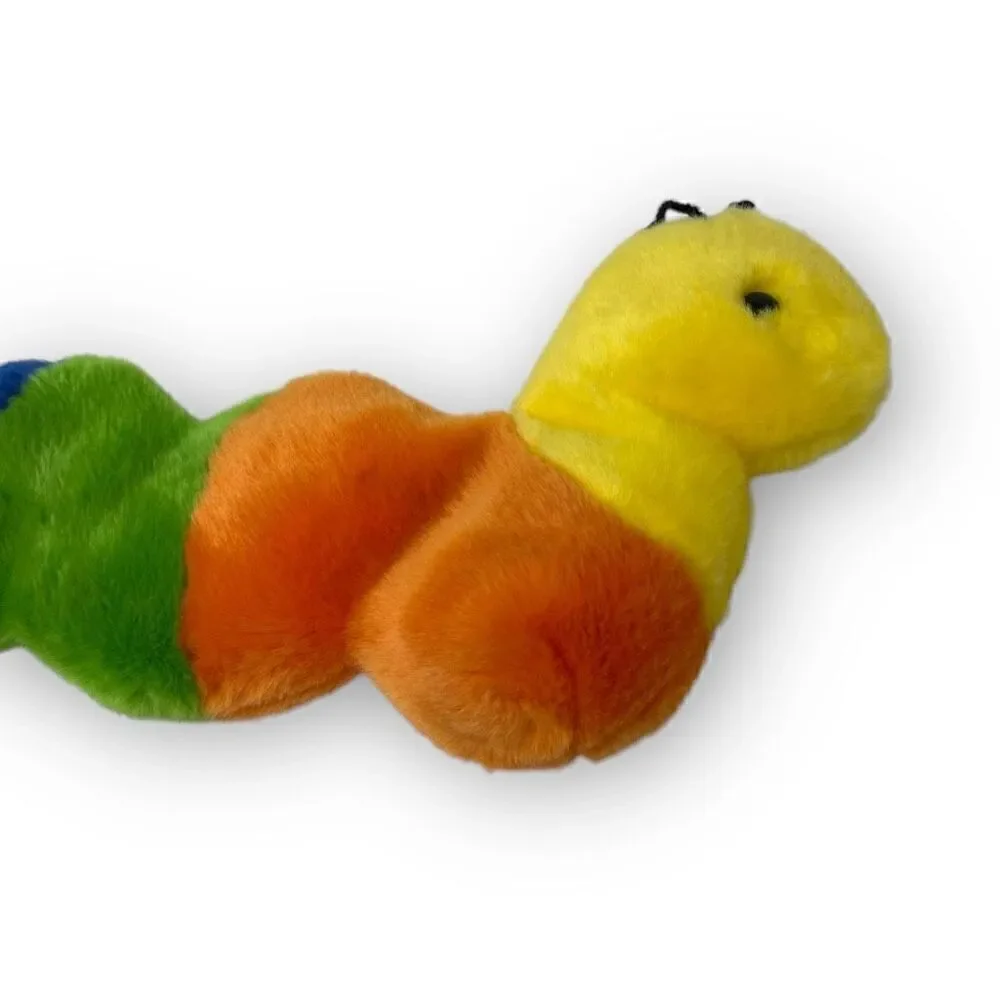 Vintage Ty Beanie Buddy 'Inch' the Rainbow Inchworm 14” No Tag Stuffed Plush